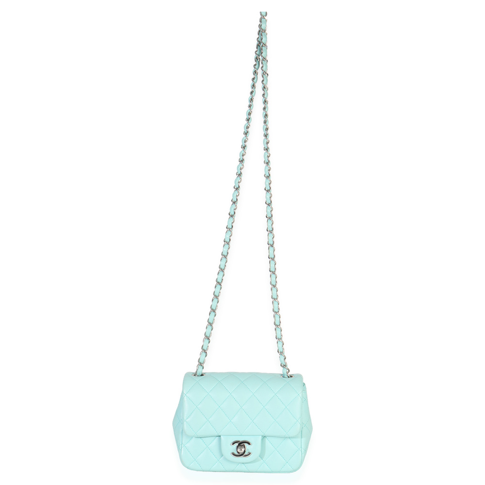 Chanel Blue Quilted Lambskin Mini Square Single Flap Bag - Picture 6 of 7